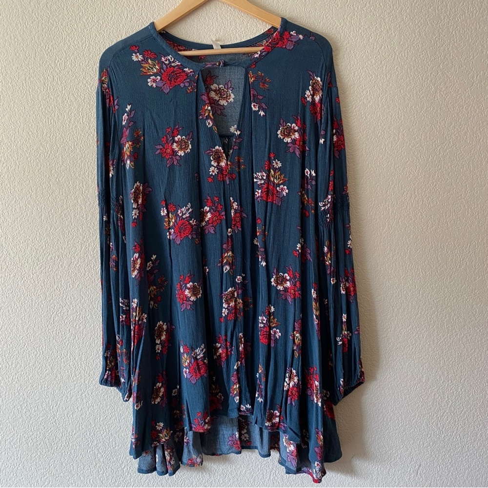 Free People Floral Longsleeve Shift Dress - Picture 1 of 5